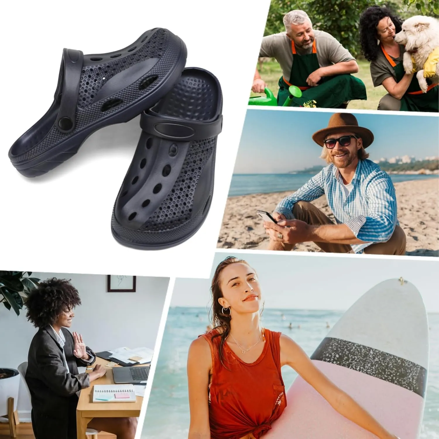 SOSOWHLTE Men's Women's Arch Support Clogs,Unisex Garden Shoes Comfortable Slip-on Outdoor Sandals Slippers for Beach Casual