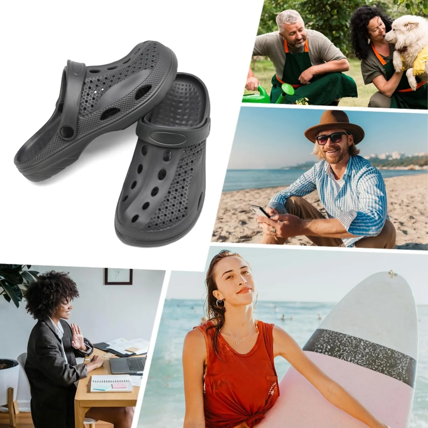 SOSOWHLTE Men's Women's Arch Support Clogs,Unisex Garden Shoes Comfortable Slip-on Outdoor Sandals Slippers for Beach Casual