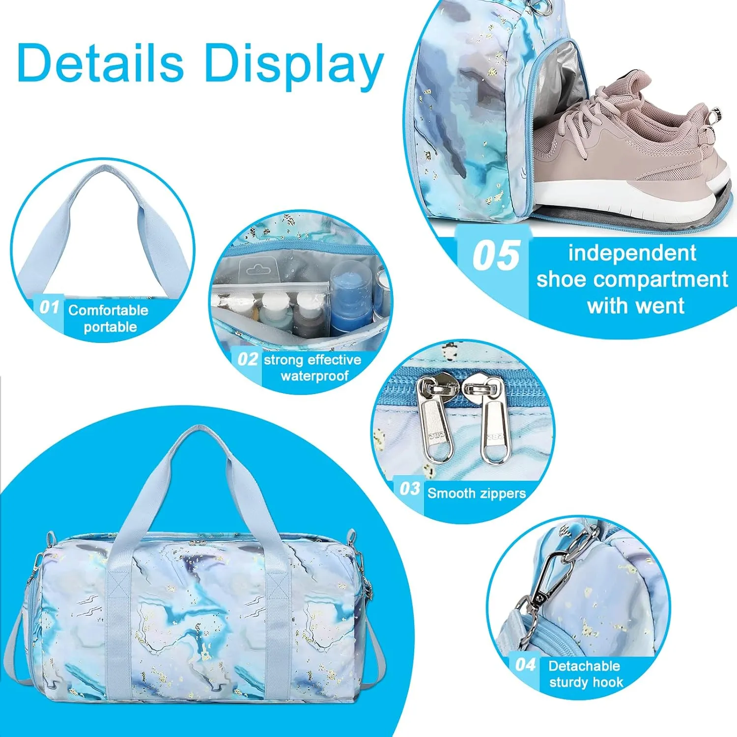 Sport Gym Duffle Travel Bag for Men Women Duffel with Shoe Compartment, Wet Pocket