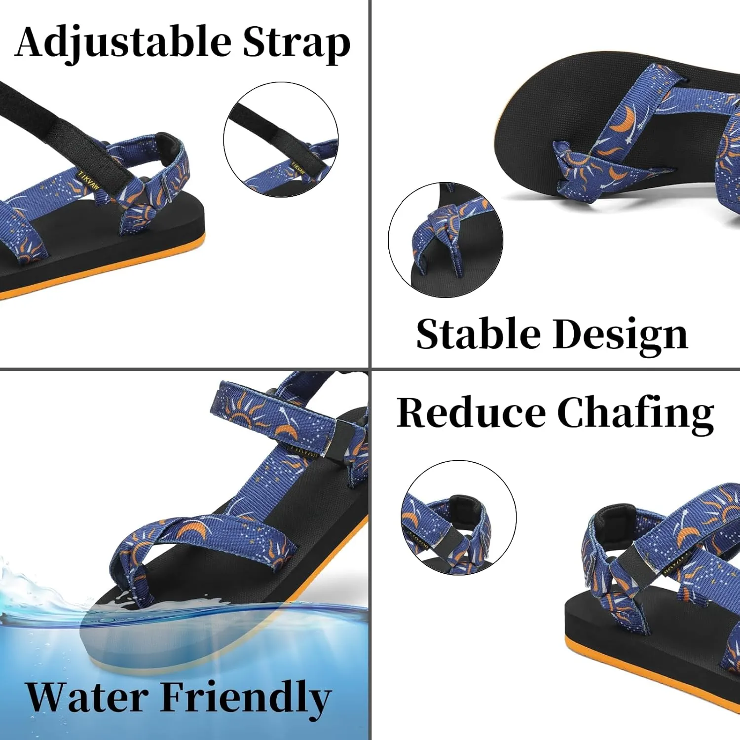 Sport Walking Water Sandals for Women with Arch Support & Adjustable Straps Platform Sandals Women Height Increase