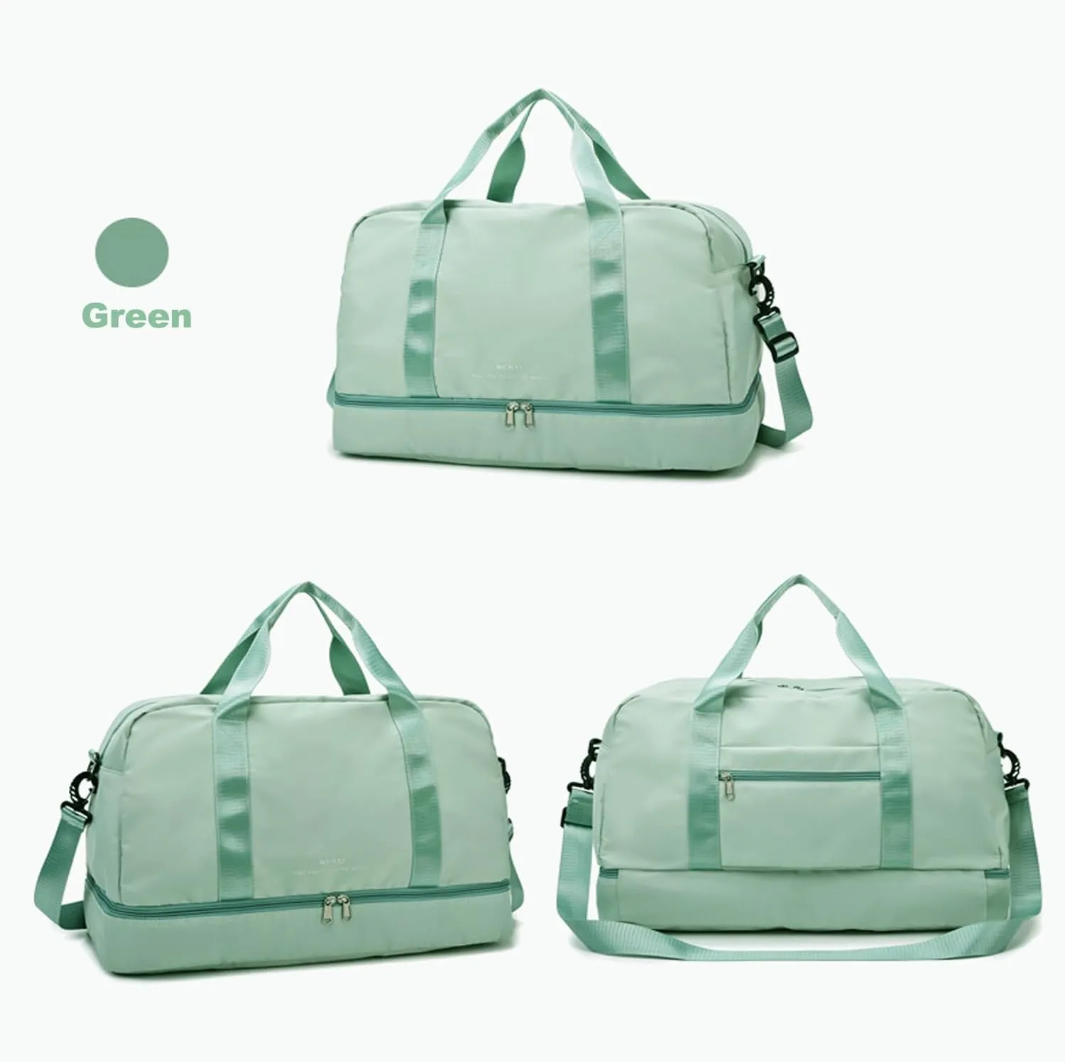 Sports Travel Duffel Bag for Women,Light Gym Bag with Shoe Compartment,Large Capacity Weekender Overnight with Wet Pocket for Lady Travel, Gym, Yoga （Green）