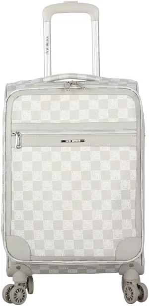 Steve Madden Designer Luggage Collection - Lightweight Softside Expandable Suitcase for Men & Women - Durable 20 Inch Carry On Bag with 4-Rolling Spinner Wheels (Chalet Light Grey, 20in)