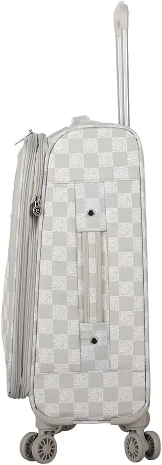 Steve Madden Designer Luggage Collection - Lightweight Softside Expandable Suitcase for Men & Women - Durable 20 Inch Carry On Bag with 4-Rolling Spinner Wheels (Chalet Light Grey, 20in)