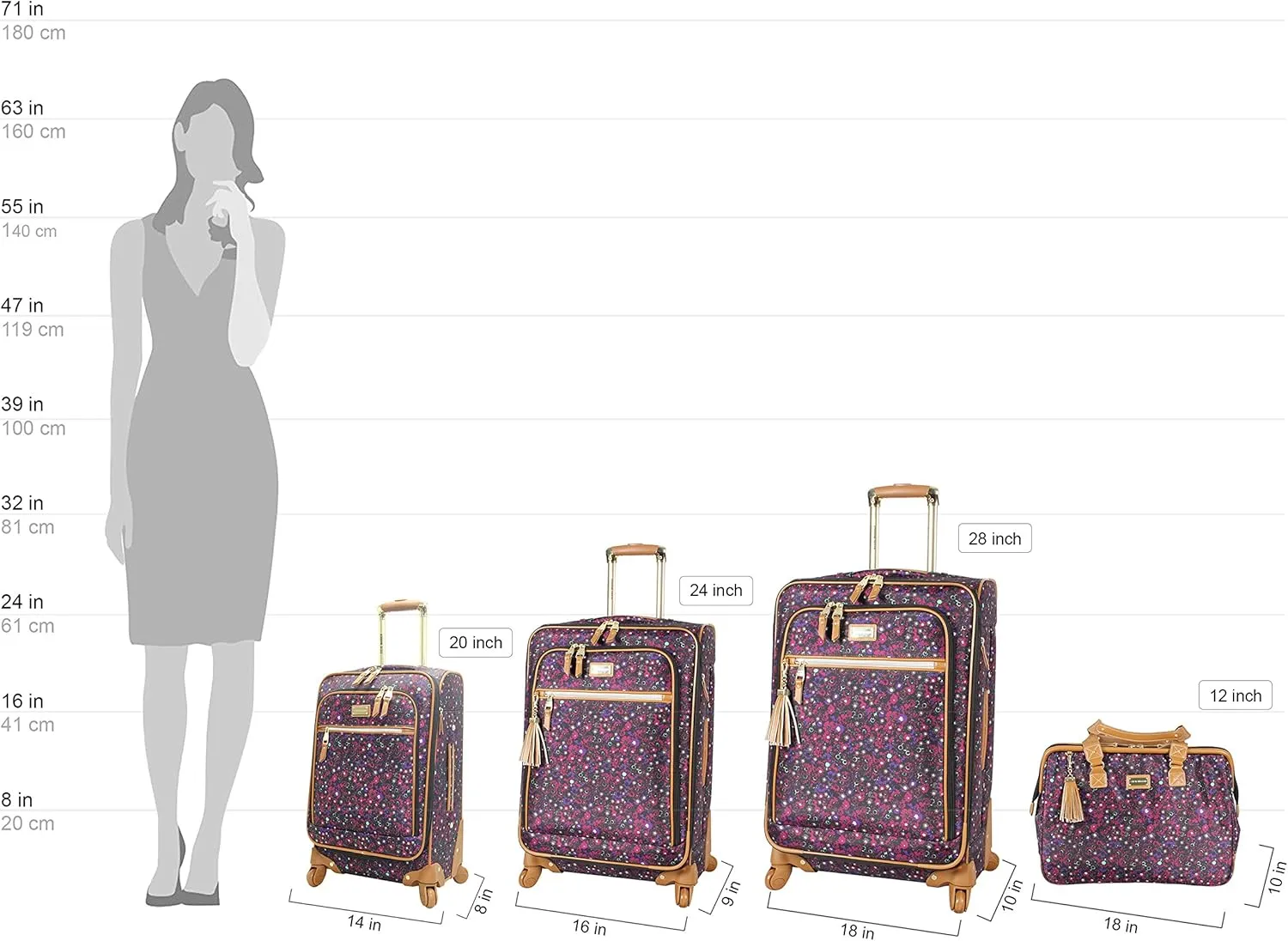 Steve Madden Designer Luggage Collection - Lightweight Softside Expandable Suitcase for Men & Women - Durable 20 Inch Carry On Bag with 4-Rolling Spinner Wheels (Dark Purple)