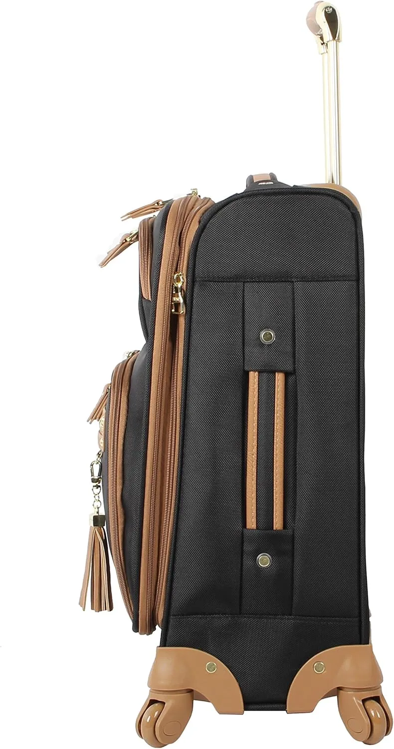 Steve Madden Unisex-Adult (Luggage only) Carry on Bag with Spinner Wheels, Harlo Black, 20in