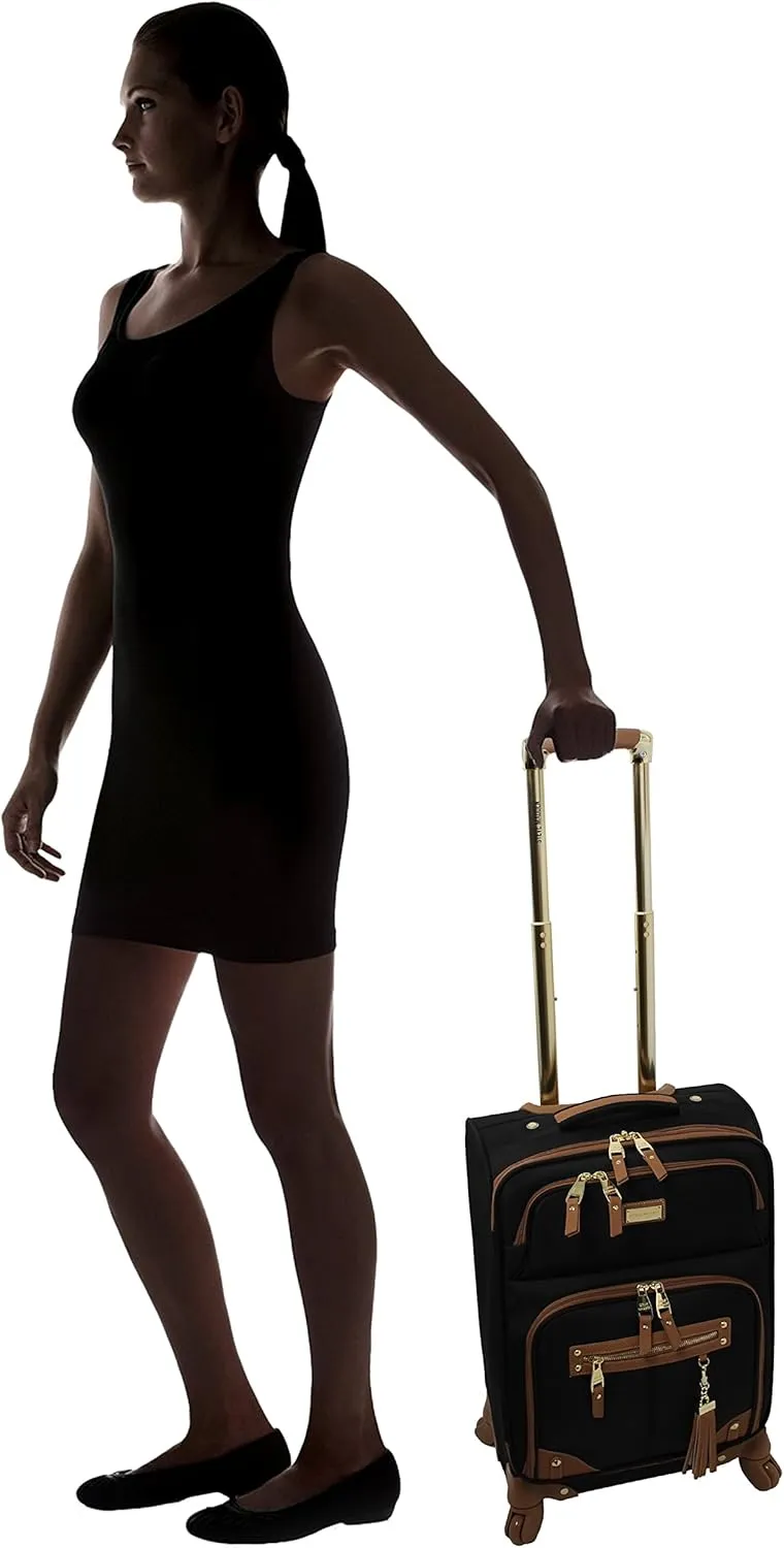 Steve Madden Unisex-Adult (Luggage only) Carry on Bag with Spinner Wheels, Harlo Black, 20in