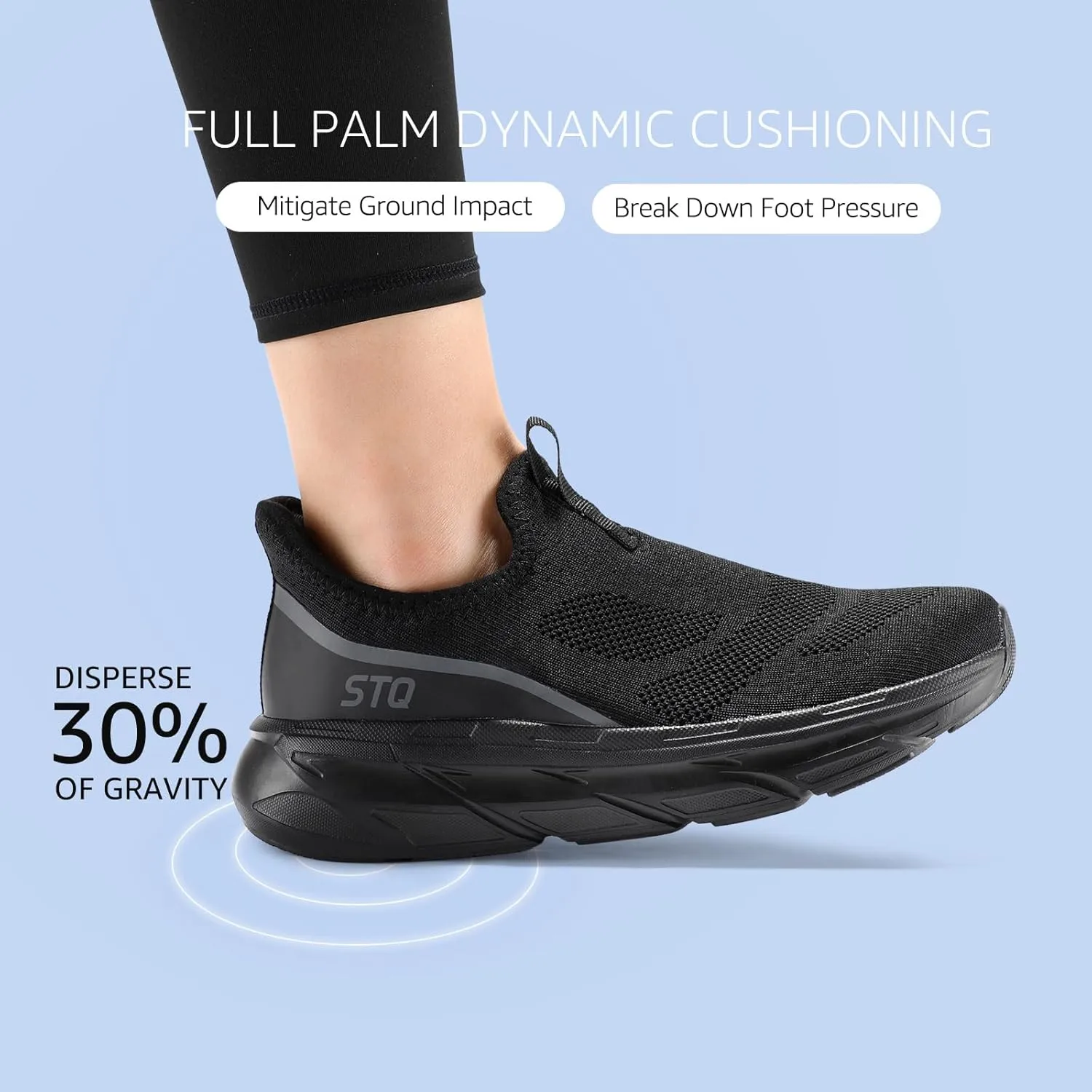 STQ Walking Shoes for Women Supportive Cushioned Mesh Shoes Casual Slip on Sneakers Orthopedic Arch Support Slip Resistant Work Shoes for Pregnancy Nurse Standing All Day