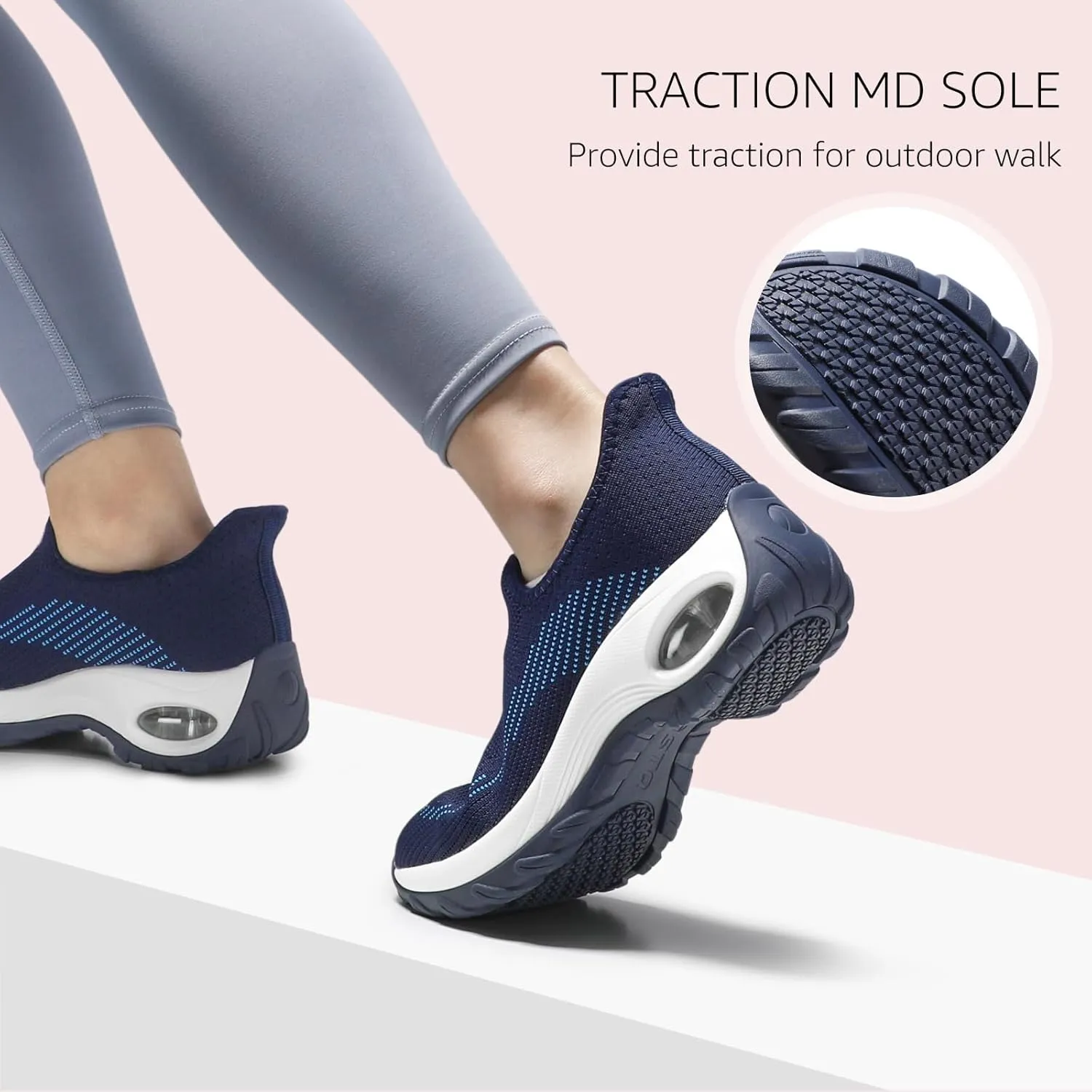 STQ Womens Slip on Walking Shoes Air Cushion Comfortable Supportive Orthopedic Nursing Sneakers for Plantar Fasciitis