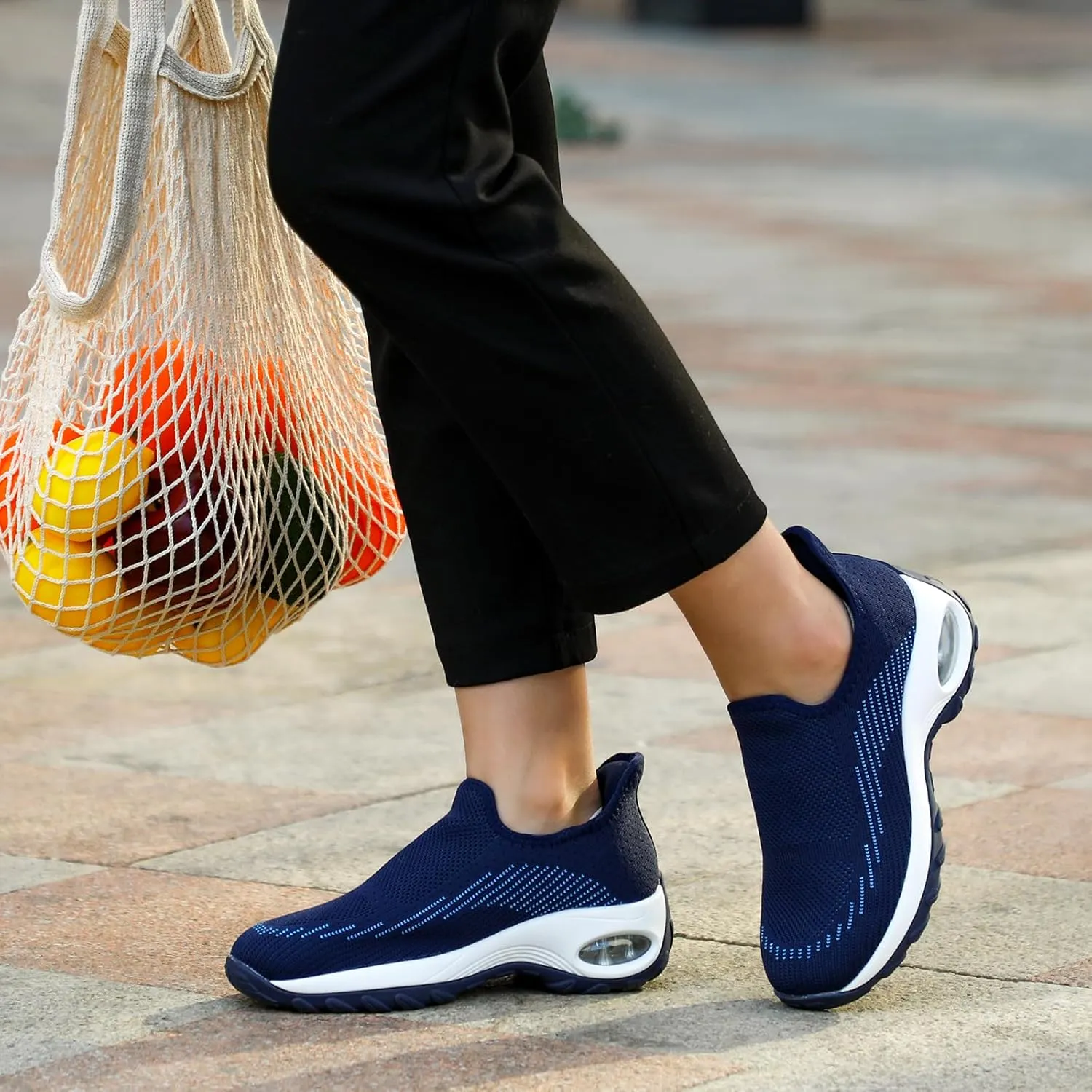 STQ Womens Slip on Walking Shoes Air Cushion Comfortable Supportive Orthopedic Nursing Sneakers for Plantar Fasciitis