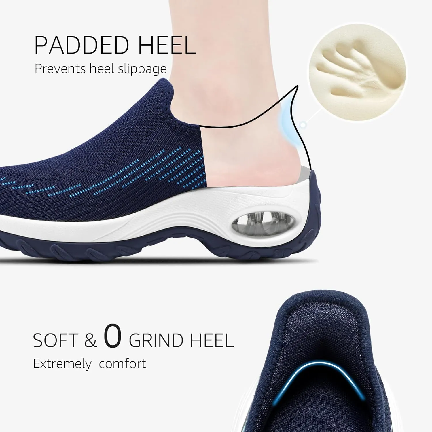 STQ Womens Slip on Walking Shoes Air Cushion Comfortable Supportive Orthopedic Nursing Sneakers for Plantar Fasciitis