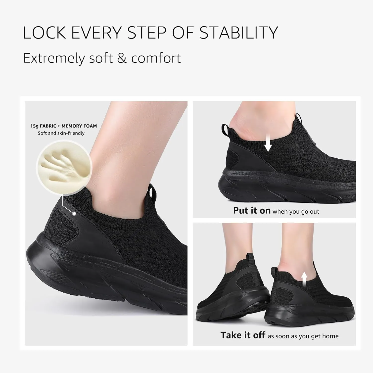 STQ Women's Slip On Walking Tennis Shoes Cushion Comfortable Orthopedic Sneakers Breathable Non-Slip Athletic Gym Workout Shoe