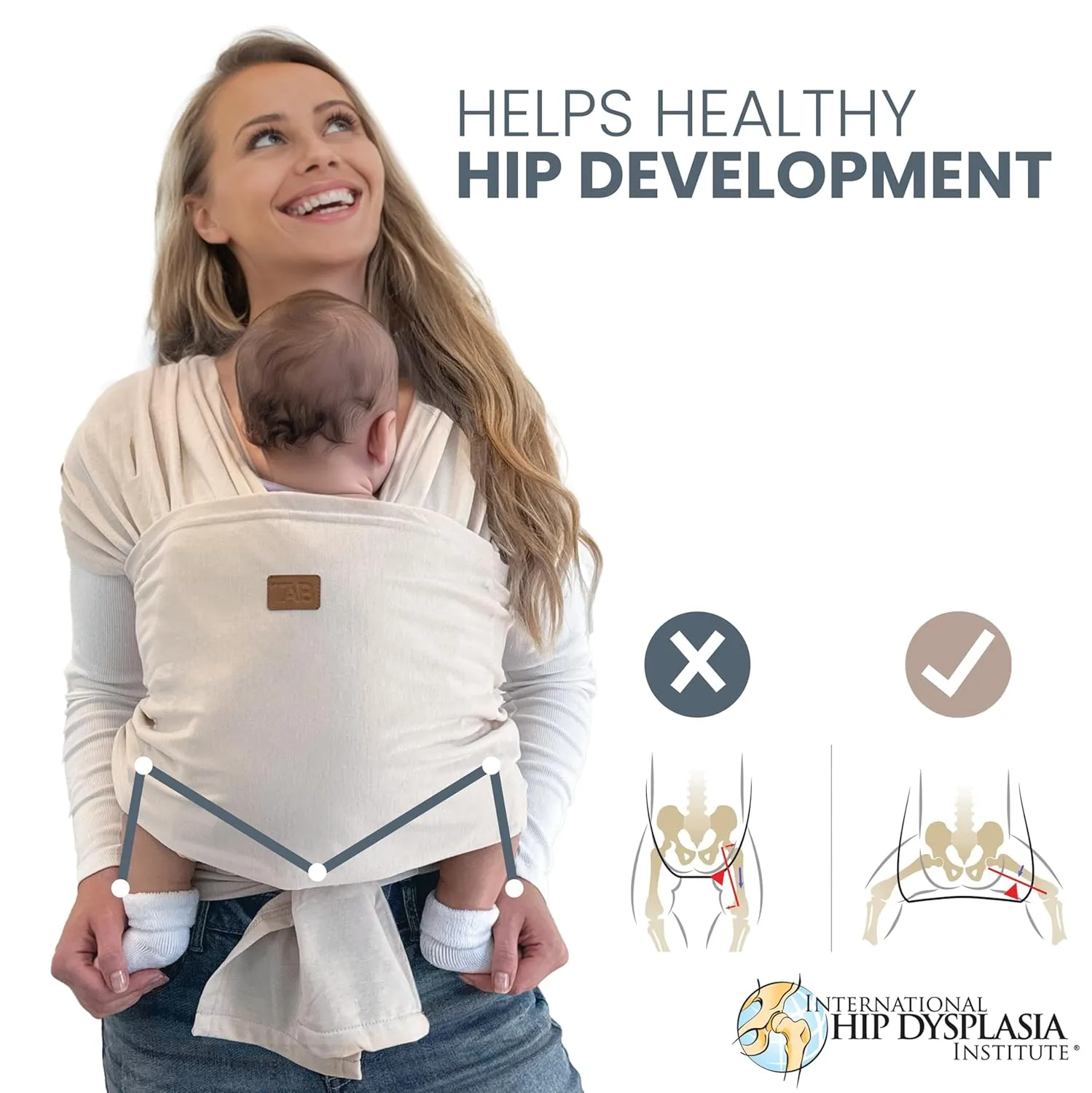 Stylish Beige & Gold Baby Carrier Wrap: Comfortable, Soft & Supportive, Adjustable Ring Sling for Mom & Dad, Ideal for Baby Registry, Newborn to Toddler, Baby Shower