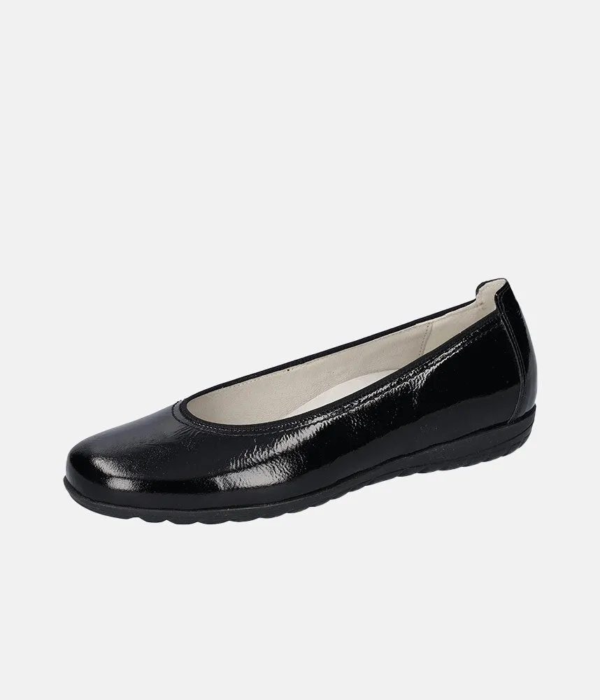 Stylish Black Patent Wide Fit Ballerinas