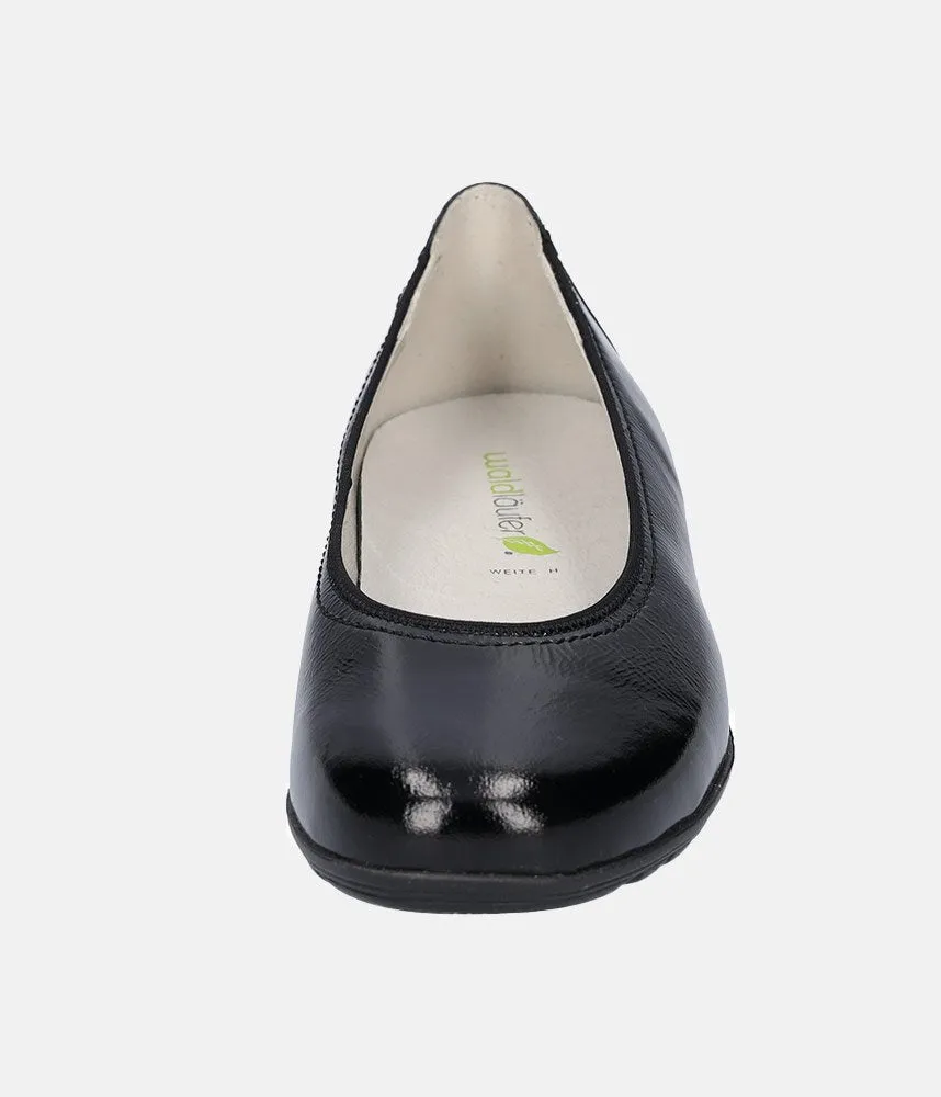 Stylish Black Patent Wide Fit Ballerinas