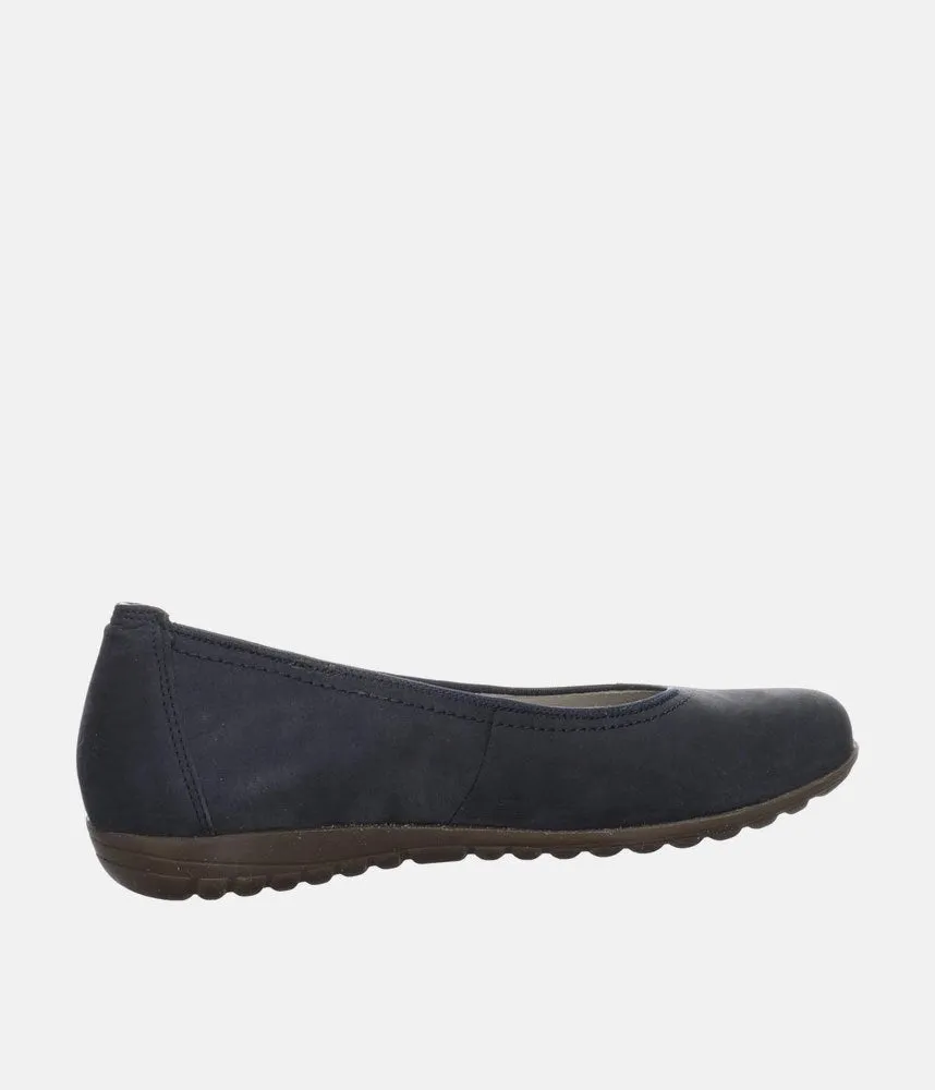 Stylish Navy Suede Wide Fit Ballerinas