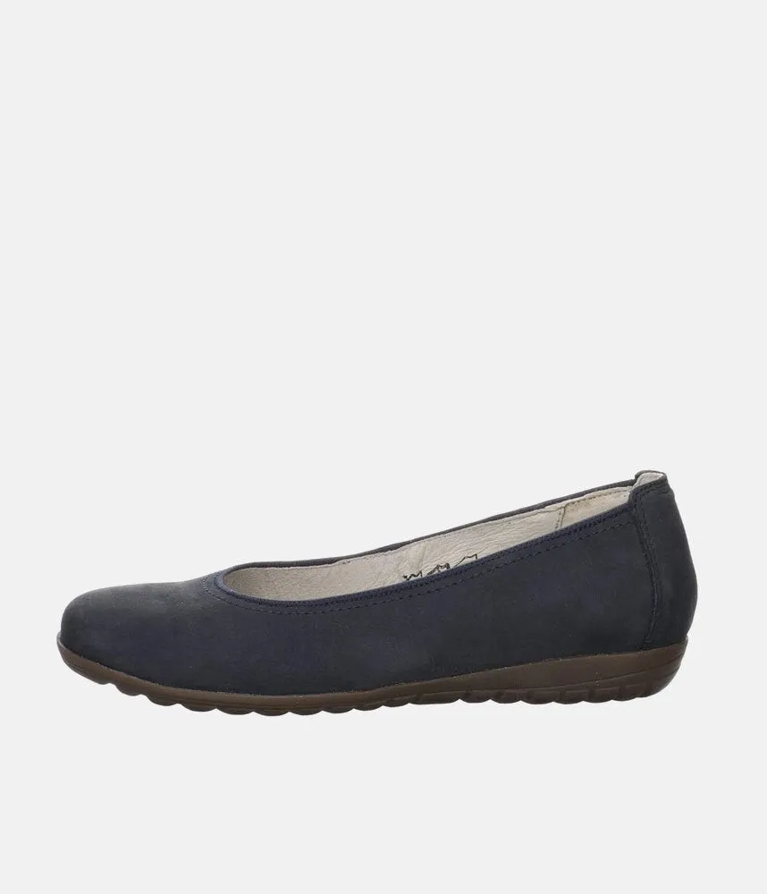 Stylish Navy Suede Wide Fit Ballerinas