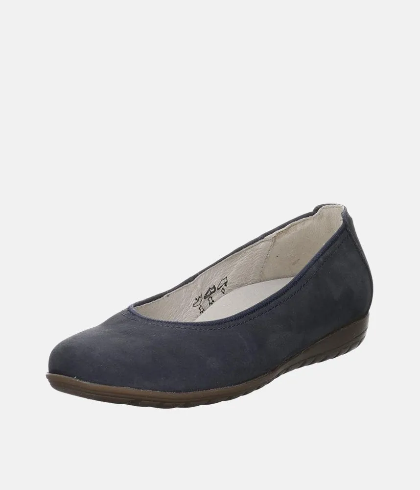 Stylish Navy Suede Wide Fit Ballerinas
