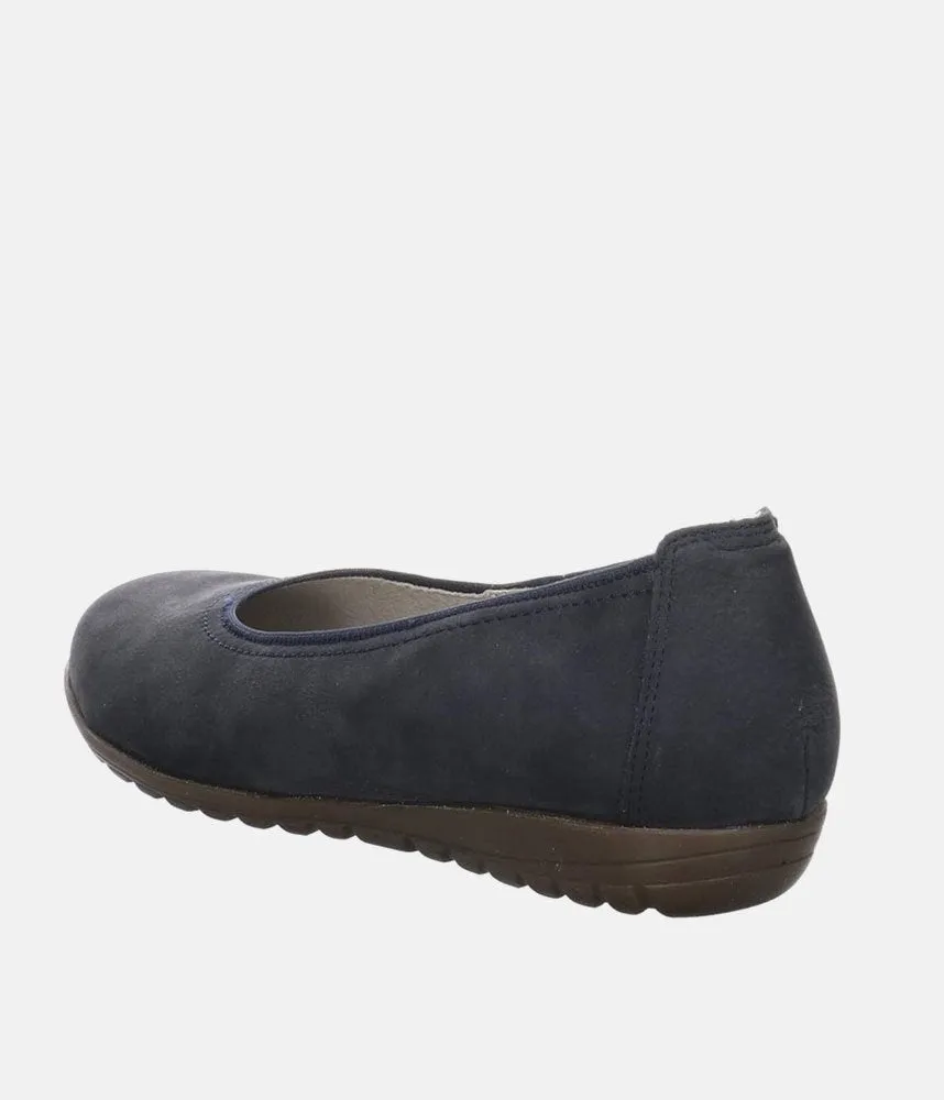 Stylish Navy Suede Wide Fit Ballerinas