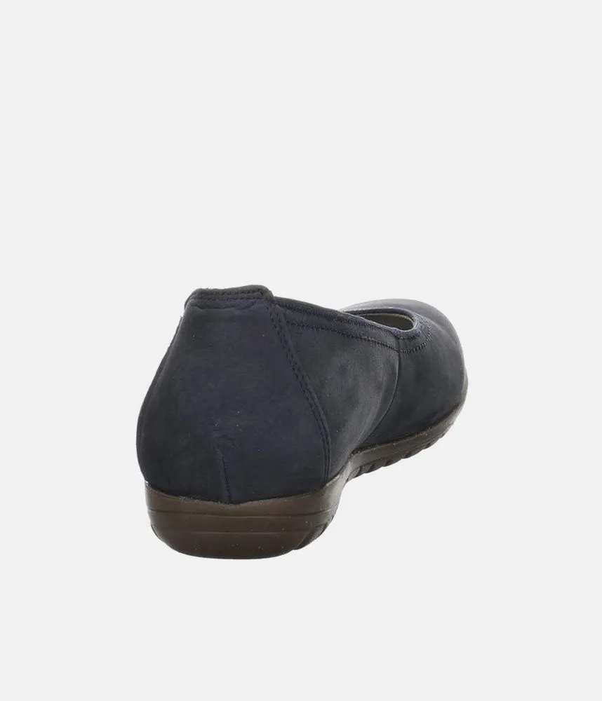 Stylish Navy Suede Wide Fit Ballerinas