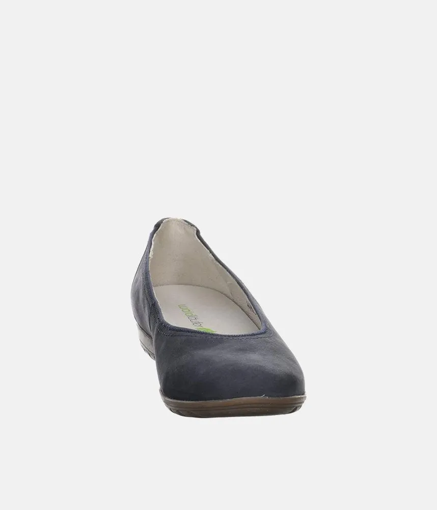 Stylish Navy Suede Wide Fit Ballerinas