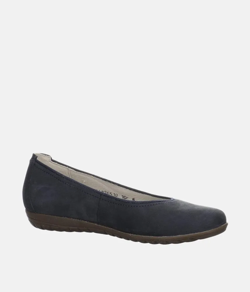 Stylish Navy Suede Wide Fit Ballerinas