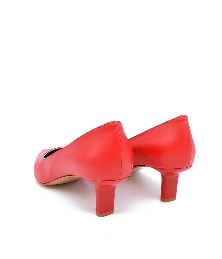 Stylish Red Slim Stiletto Block Heels
