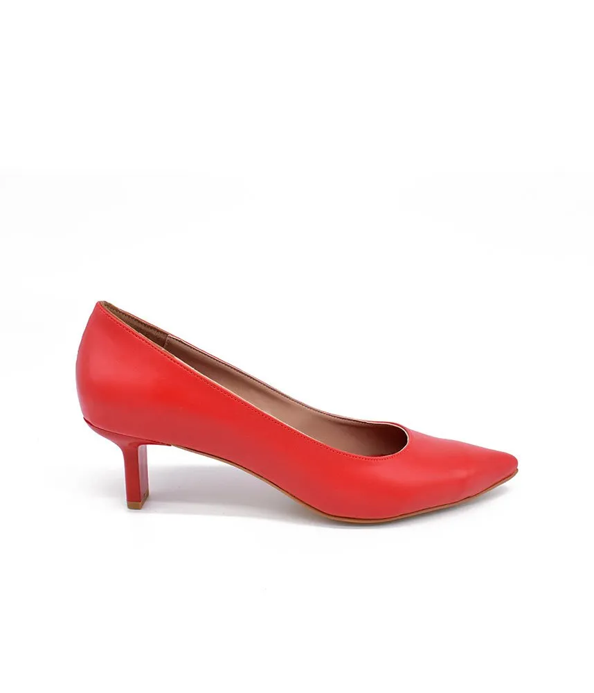 Stylish Red Slim Stiletto Block Heels