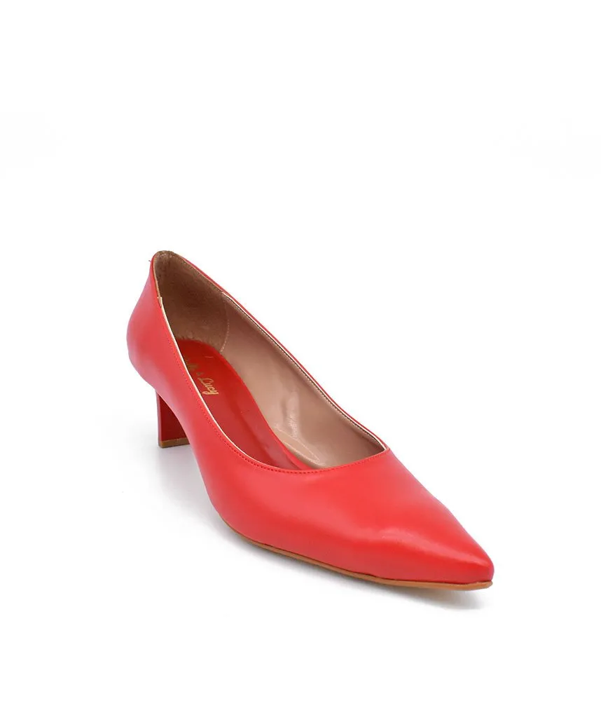 Stylish Red Slim Stiletto Block Heels