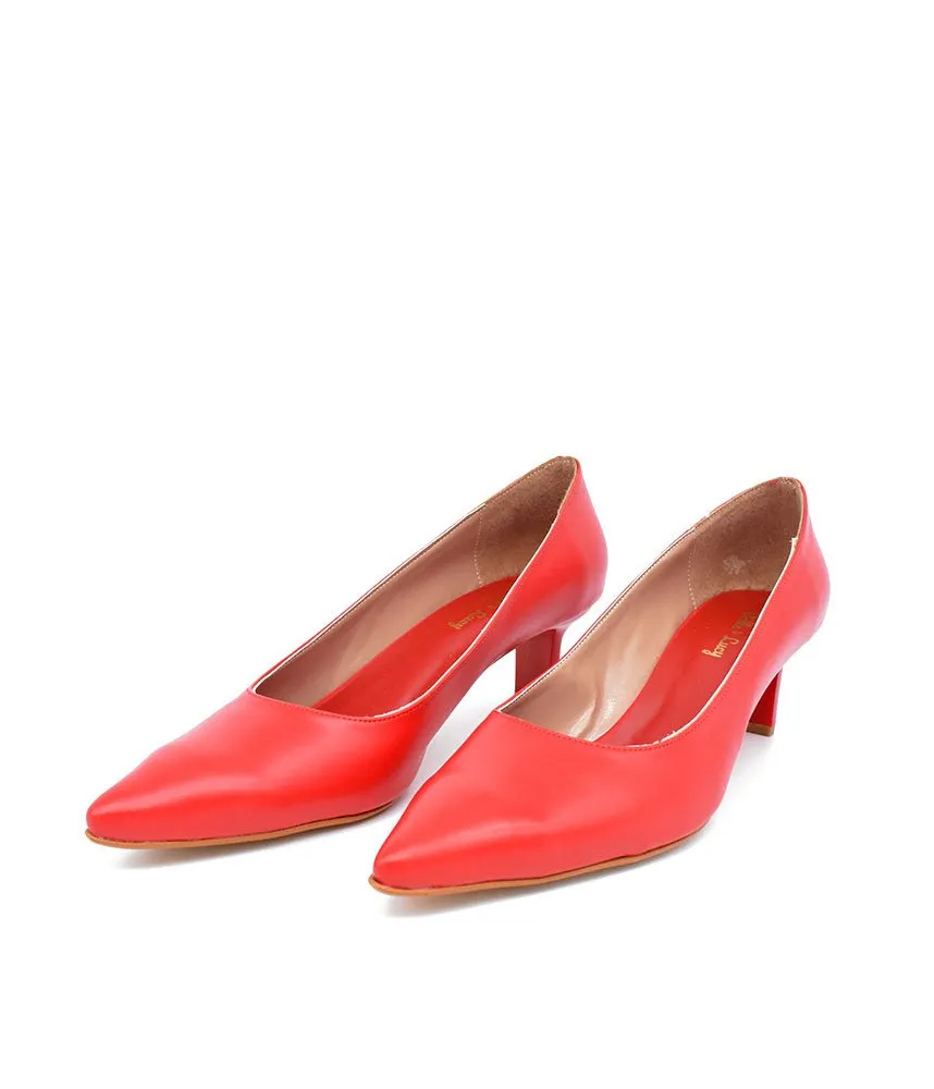 Stylish Red Slim Stiletto Block Heels
