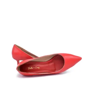 Stylish Red Slim Stiletto Block Heels