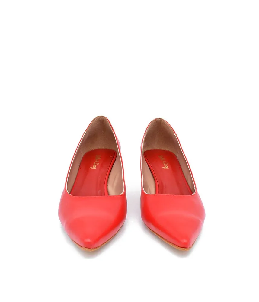 Stylish Red Slim Stiletto Block Heels