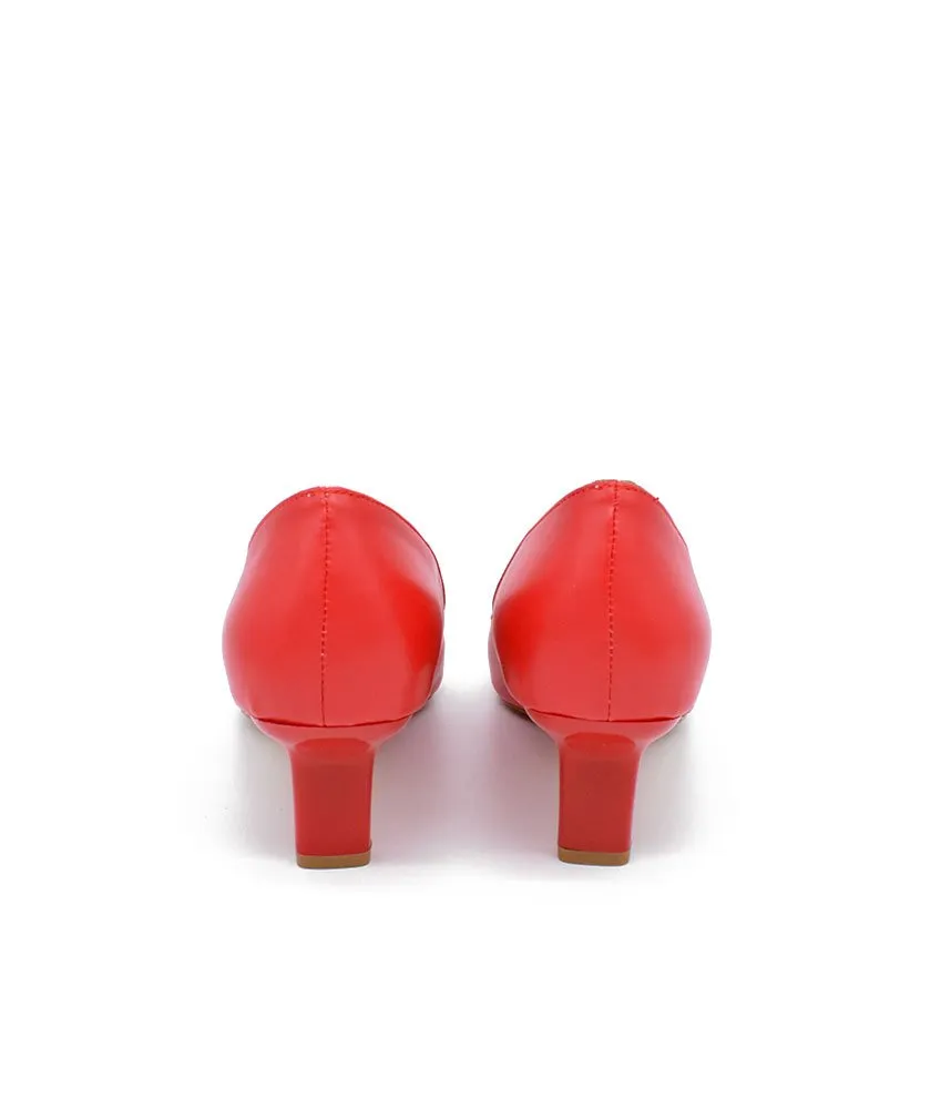 Stylish Red Slim Stiletto Block Heels