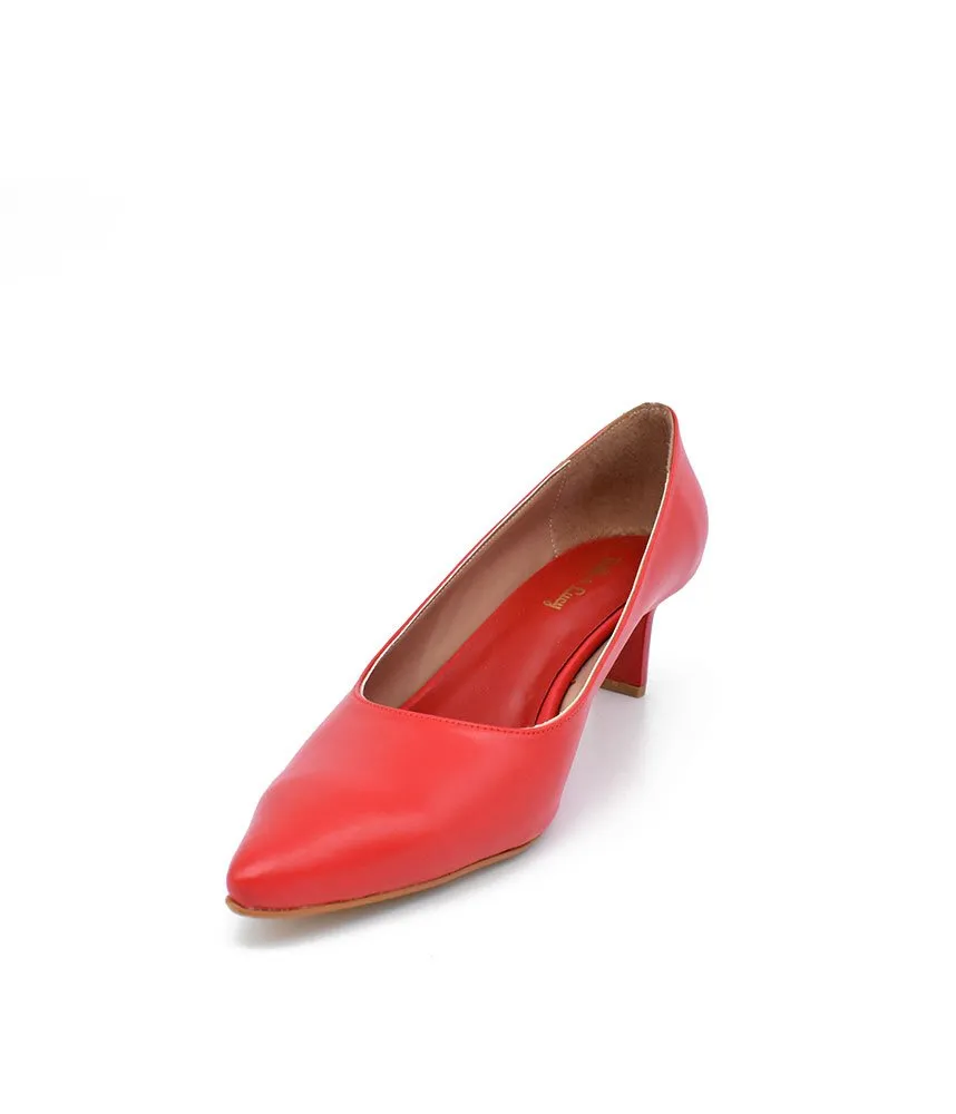 Stylish Red Slim Stiletto Block Heels