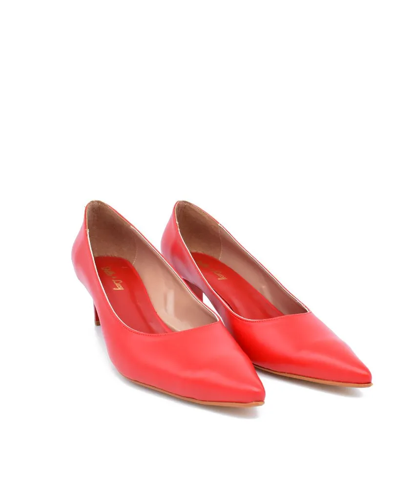 Stylish Red Slim Stiletto Block Heels