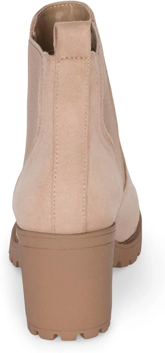 STYLISH S ABBY - Women's Platform Chelsea Ankle Boots Chunky Block Heel Lug Sole