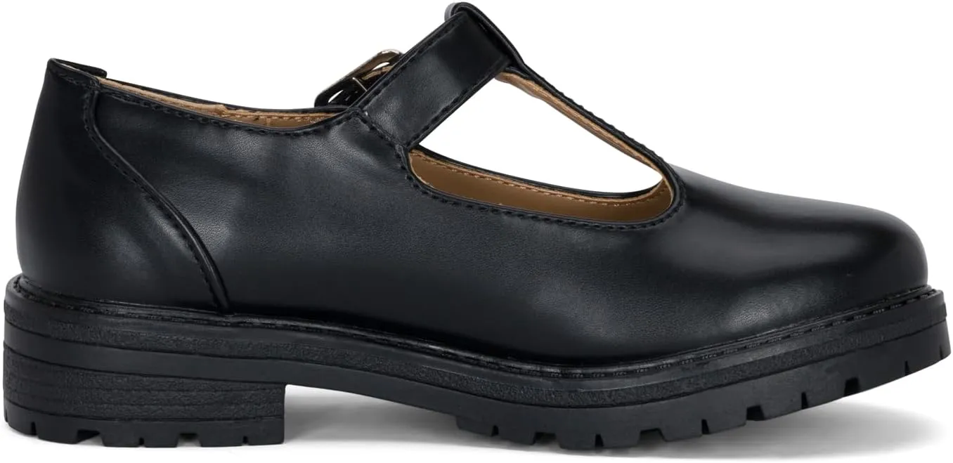 STYLISH S Belle-K ~ Little Kids Girls T-Strap Hook and Loop Low Heel Platform Mary Jane Dress Shoes
