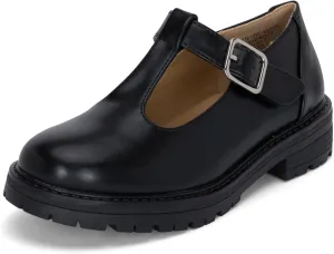 STYLISH S Belle-K ~ Little Kids Girls T-Strap Hook and Loop Low Heel Platform Mary Jane Dress Shoes