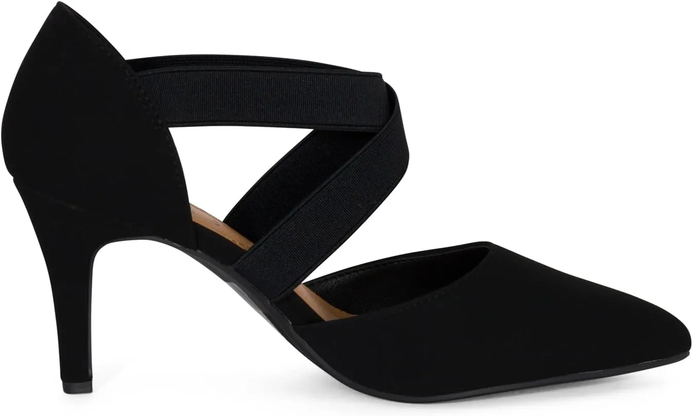 STYLISH S BOGO ~ Womens Pointed Toe Elastic Criss Cross Strap High Heel Dress Pumps
