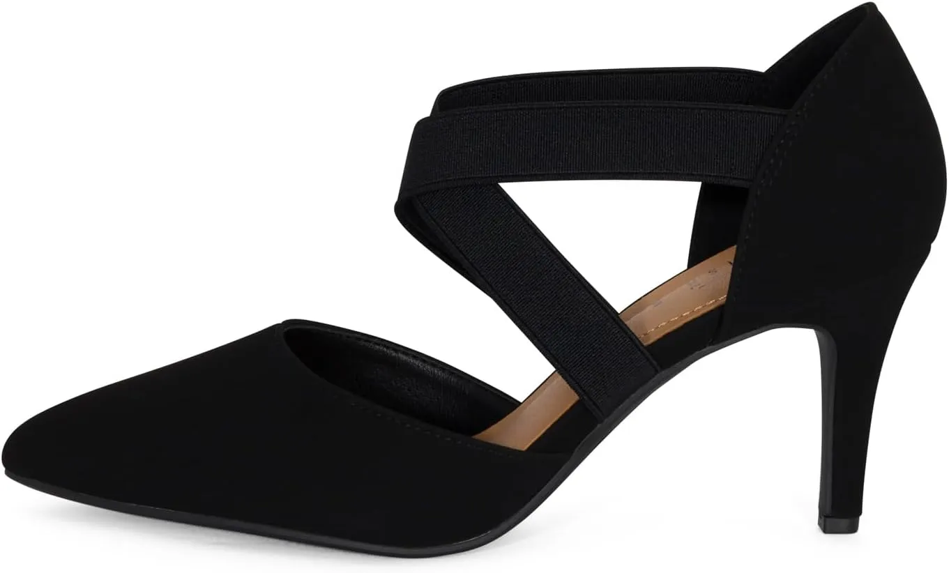 STYLISH S BOGO ~ Womens Pointed Toe Elastic Criss Cross Strap High Heel Dress Pumps