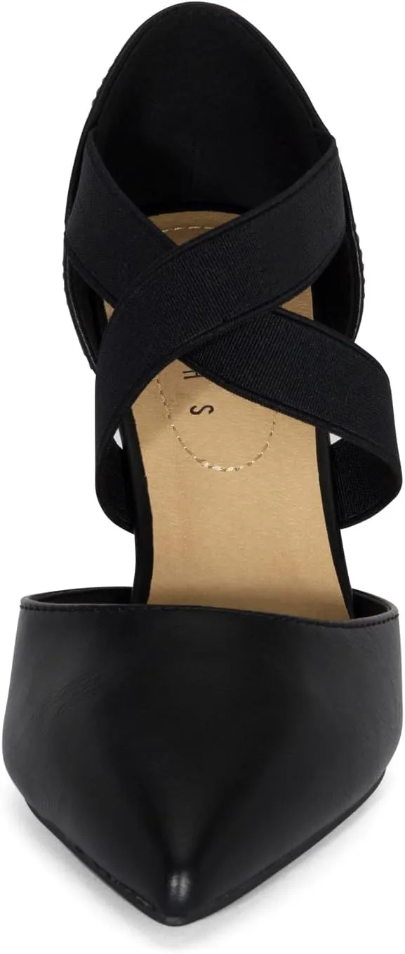 STYLISH S BOGO ~ Womens Pointed Toe Elastic Criss Cross Strap High Heel Dress Pumps