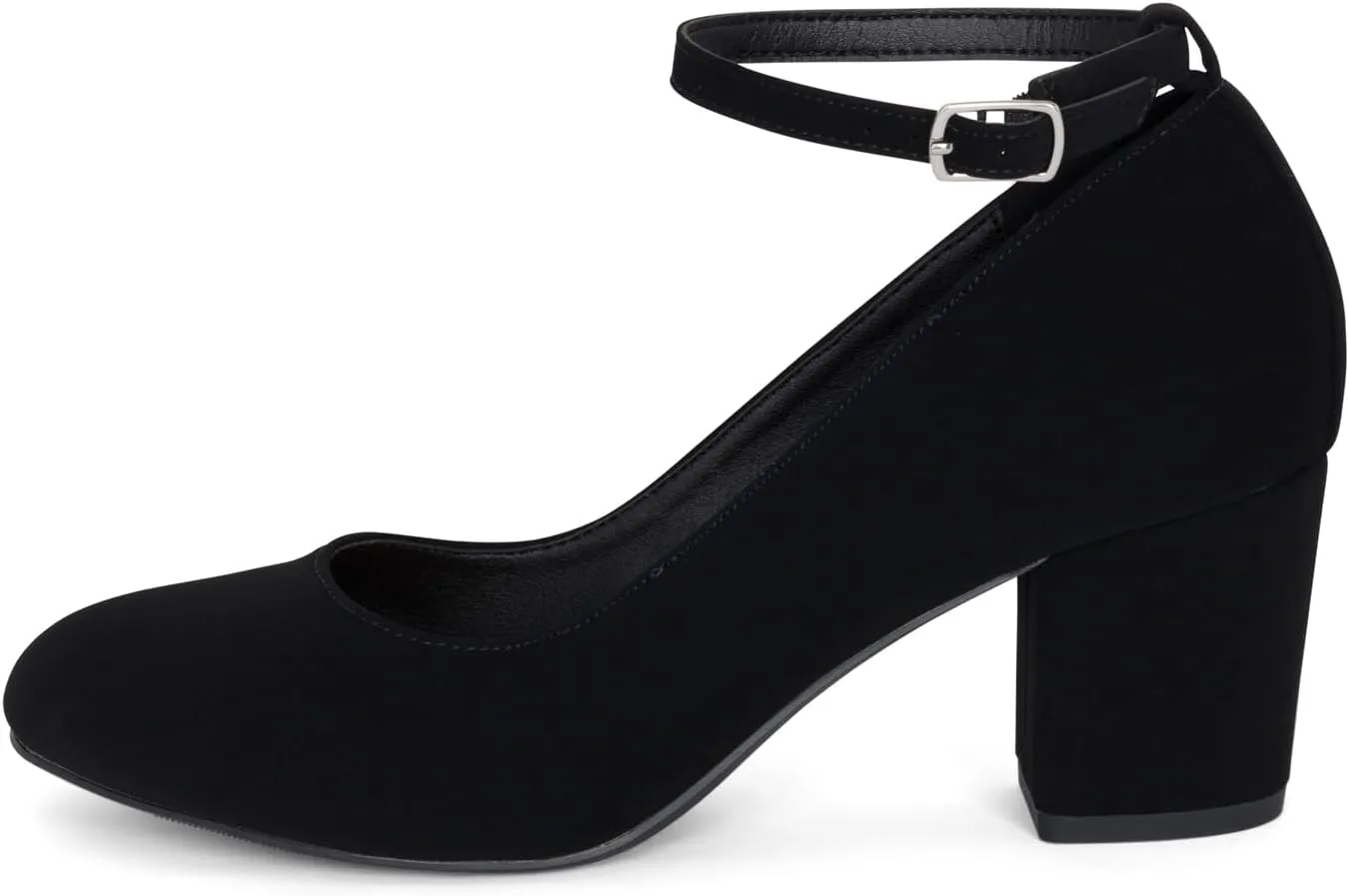 STYLISH S Hype ~ Women's Closed Round Toe Adjustable Ankle Strap Low Chuncky Block Heel Pumps Shoes