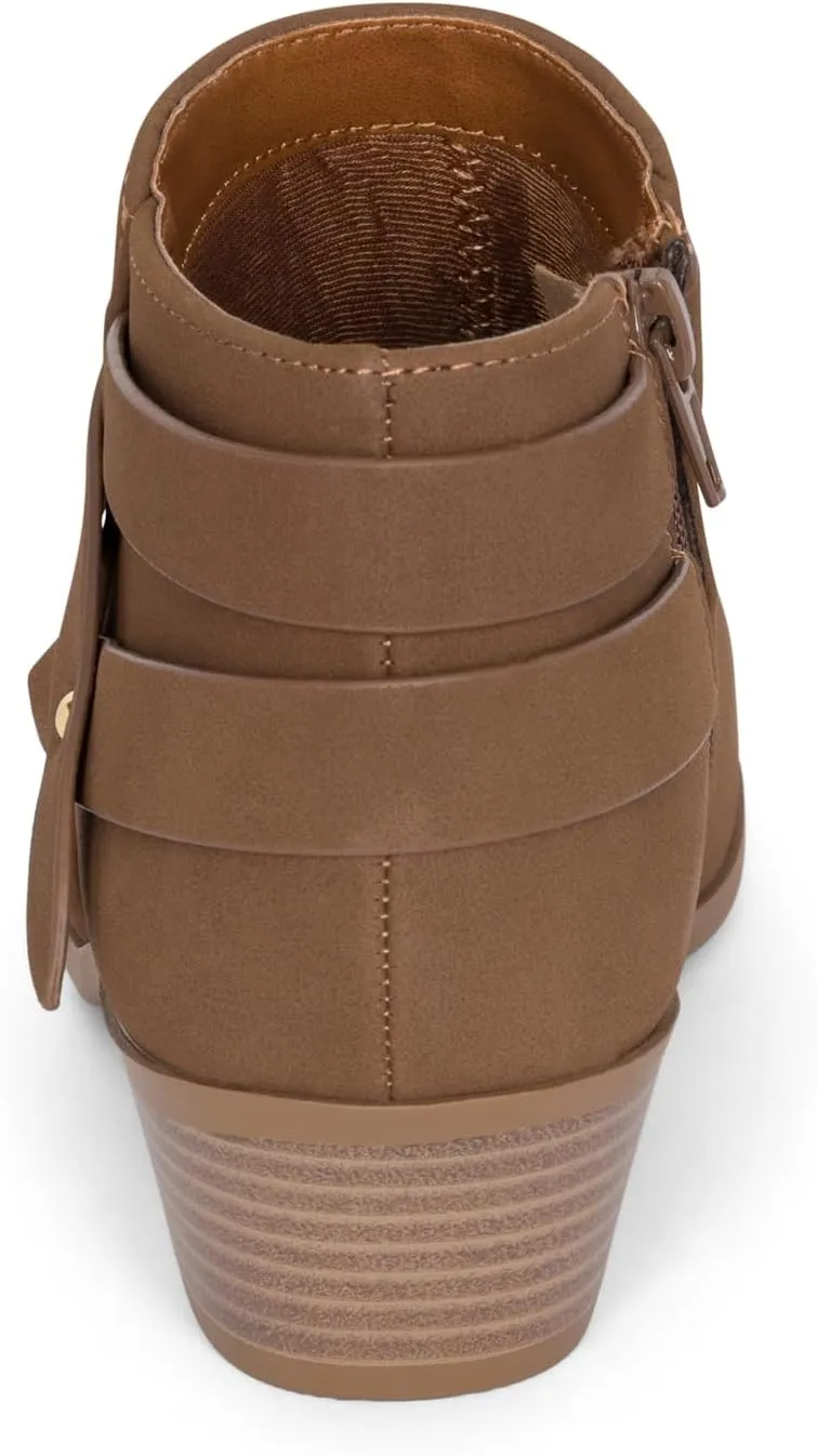 STYLISH S MIRAGE ~ Women's Pointed Toe Low Stacked Heel Side Zipper Ankle Booties