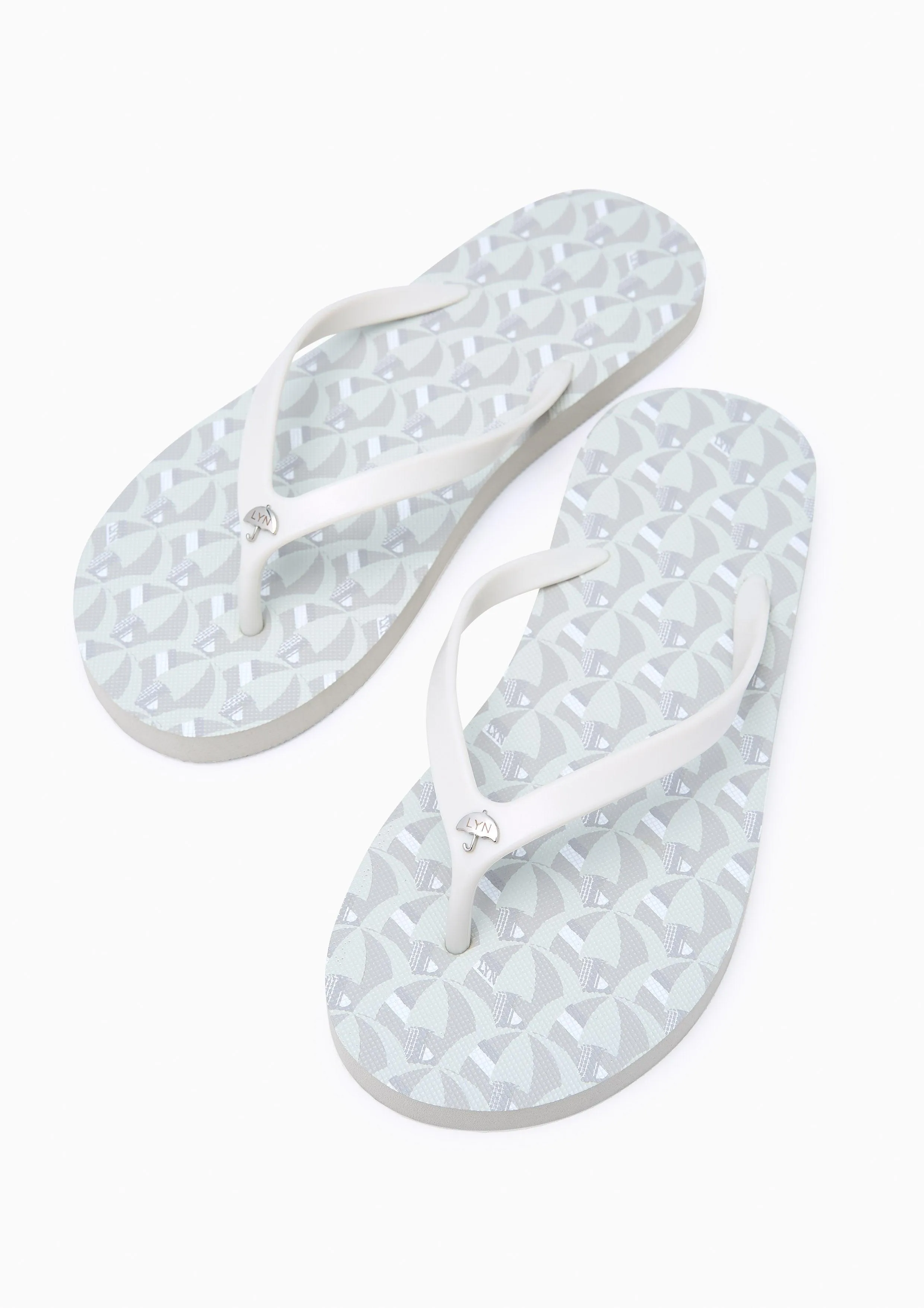 Summer Beach Flats And Sandals - Printed Grey