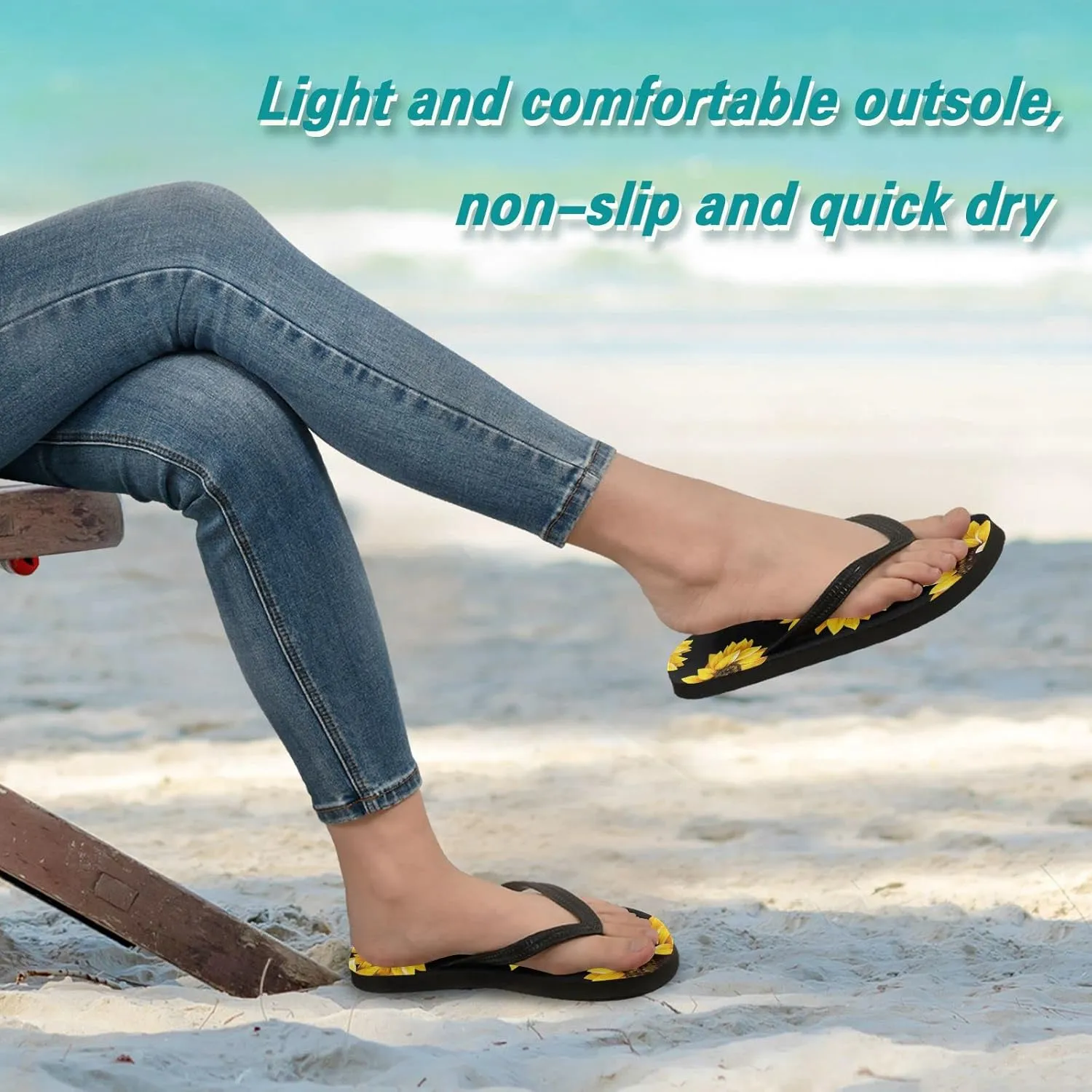 Sunflower Flip Flops Sandals of Men's & Women's,Orthotic Comfort Thong Style Slippers for Home beach
