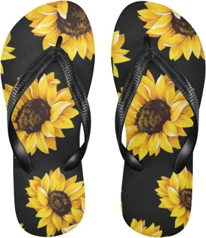 Sunflower Flip Flops Sandals of Men's & Women's,Orthotic Comfort Thong Style Slippers for Home beach