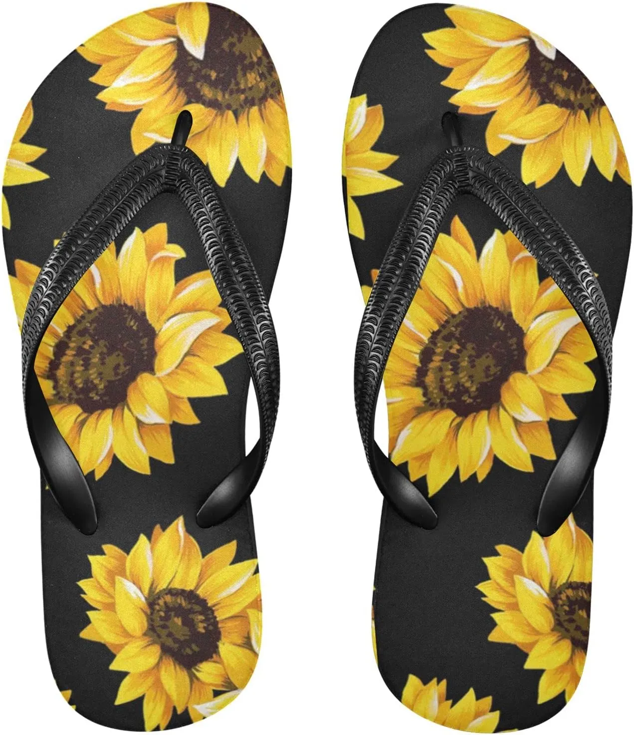 Sunflower Flip Flops Sandals of Men's & Women's,Orthotic Comfort Thong Style Slippers for Home beach