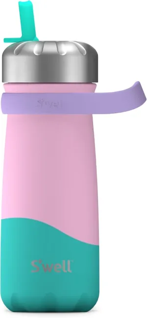 S'well Stainless Steel Traveler with Flip Straw Lid, 16oz, Pastel Paradise, Triple Layered Vacuum Insulated Containers Keeps Drinks Cold for 24 Hours, BPA Free, Easy Carrying On the Go