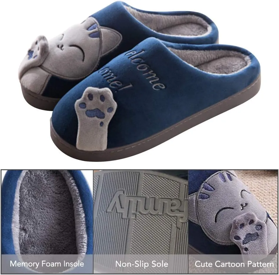 techcity Women's & Men's Comfort Memory Foam Slippers Breathable Fuzzy Slip on Clog House Shoes w/Indoor Outdoor Anti-Skid Sole
