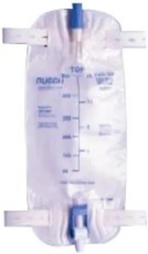Teleflex Easy-Tap Leg Bag, Medium, 19 oz, 500 ml, 18 Tubing, Anti-Reflux Valve, Cloth Straps, Easy Flip Drain (Pack of 5), White