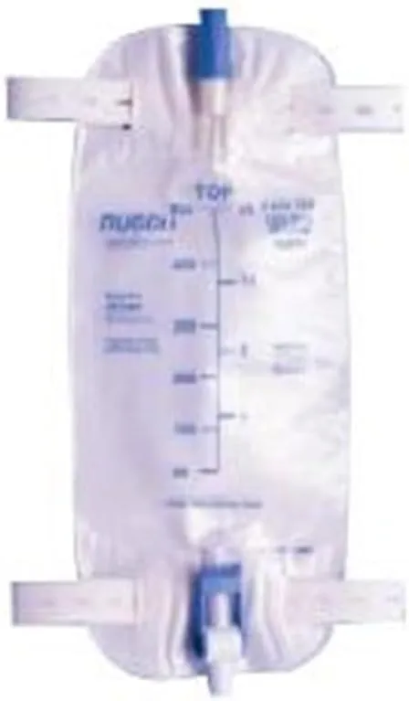 Teleflex Easy-Tap Leg Bag, Medium, 19 oz, 500 ml, 18 Tubing, Anti-Reflux Valve, Cloth Straps, Easy Flip Drain (Pack of 5), White